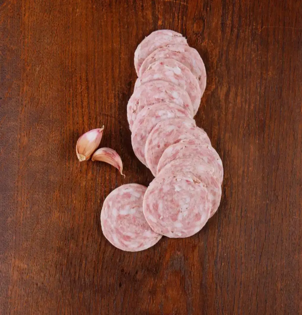 Saucisson à l’ail non fumé 100g tranché
